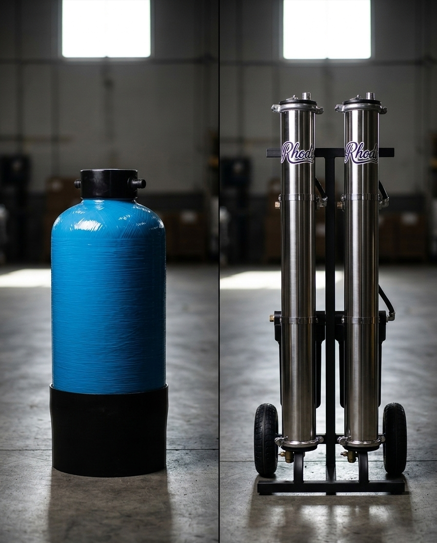 Is the Rhodi 0 flow better than DI-only for hard water?