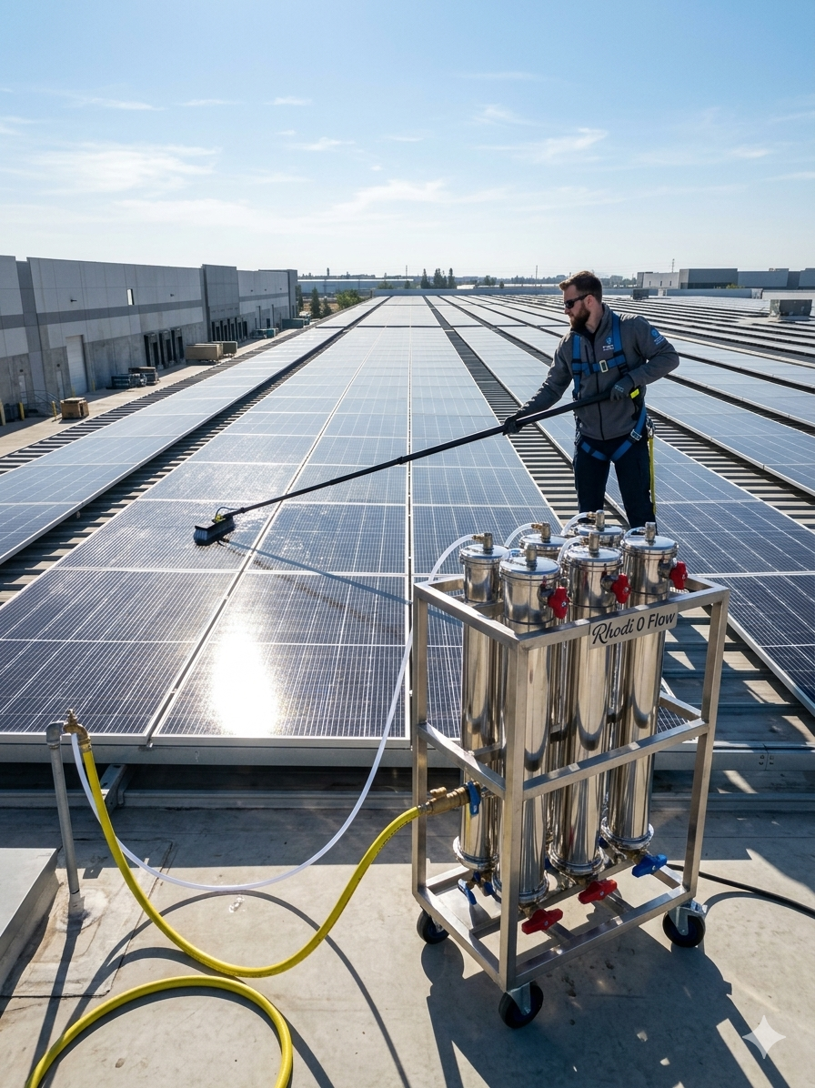 Best Rhodi 0 flow setup for solar panel cleaning