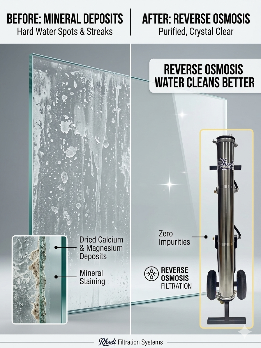 Eliminating "spotting" on commercial glass with Rhodi 0 flow